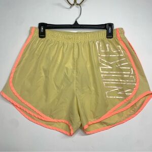 NEW Nike Yellow And Coral Dry Fit Lined Running Shorts Size XL